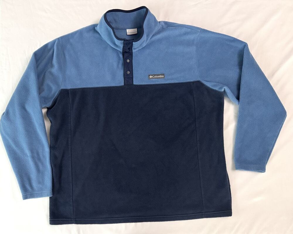 Columbia Steens Mountain Half Snap Fleece Pullover Mens XXL Blue Polar